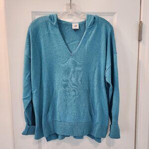 CAbi Hop to Hoodie Turquoise Blue Size Large Lightweight Coastal Layer Beach